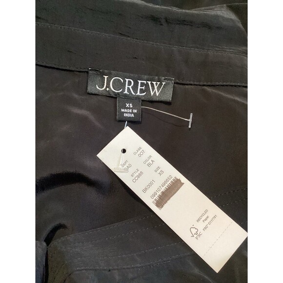 J. Crew Bungalow Popover Top Crepe De Chine Black Viscose Minimalist XS NWT - Picture 5 of 7
